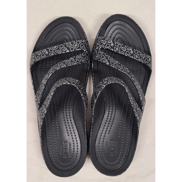 CROCS Shoes - Disney Parks Crocs Mickey Mouse & Minnie Bows Sandals Black Women’s Size 8 Wide